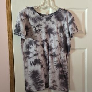 Victoria's Secret Black and White Tie-Dye Short Sleeve Tee